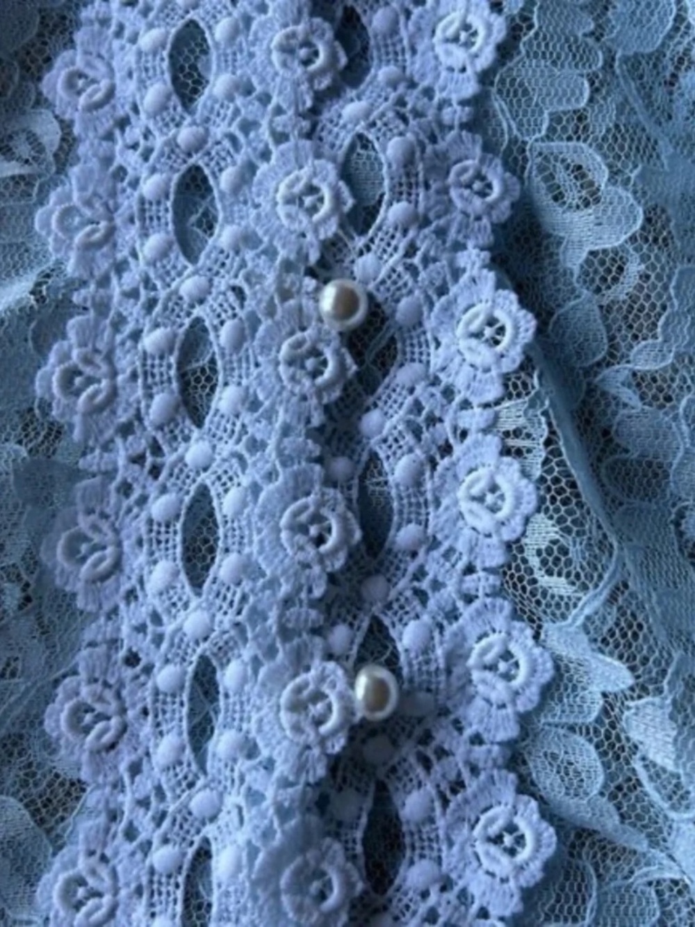Vintage Gunne Sax Gold Label Blue Lace Blouse XS Coquette Cottagecore Soft Girl - Picture 5 of 8